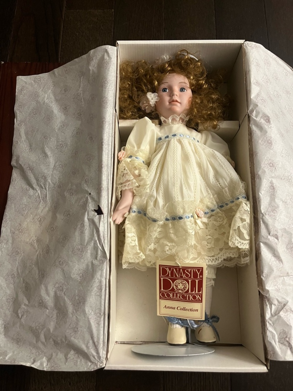 Dynasty Doll Collection Porcelain Doll in Cream Lace Dress